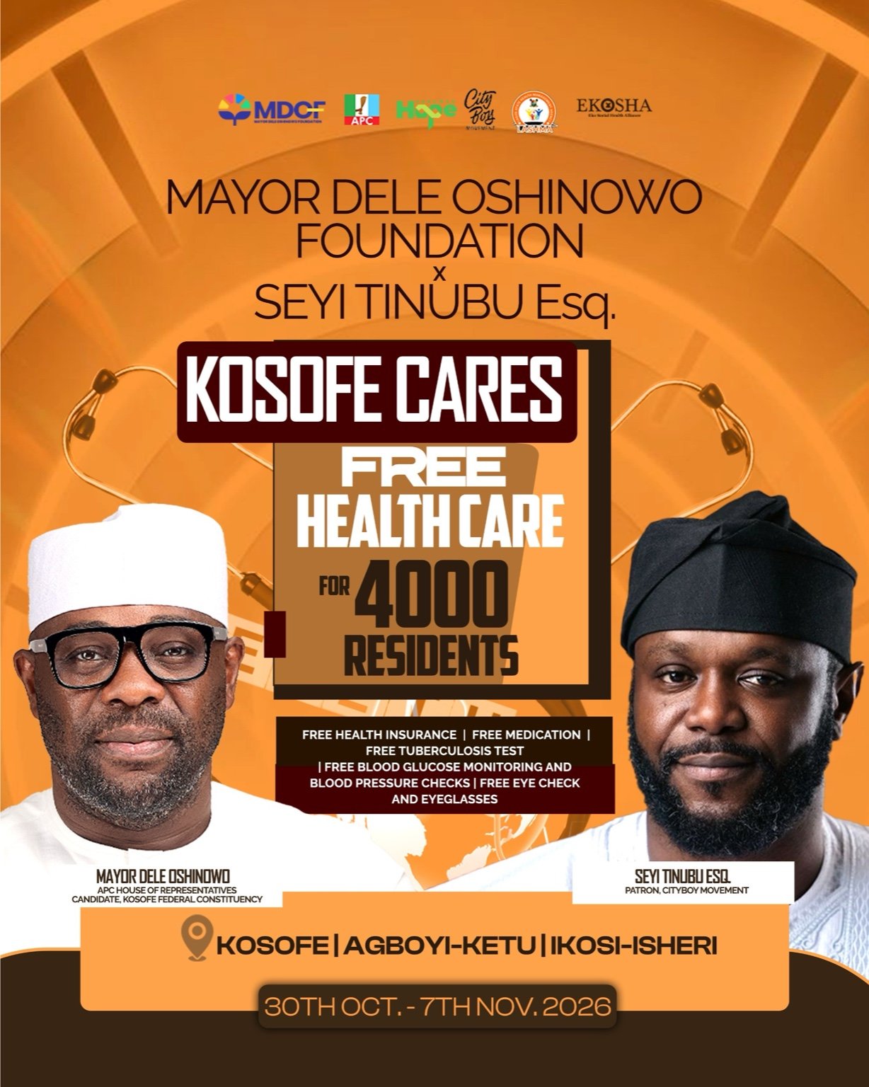 Kosofe Cares healthcare programme poster